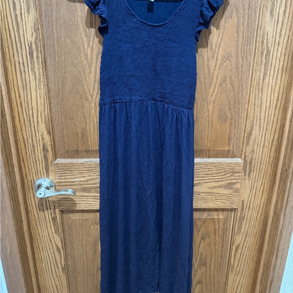 Isabel Maternity by Ingrid & Isabel Navy Smocked Short-Sleeve Maxi Dress